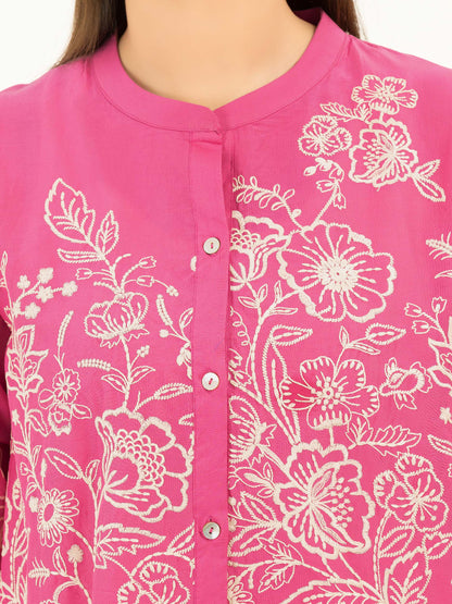 Cambric Kurti-Embroidered (Pret)