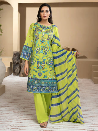 3 Piece Cambric Suit-Printed (Unstitched)