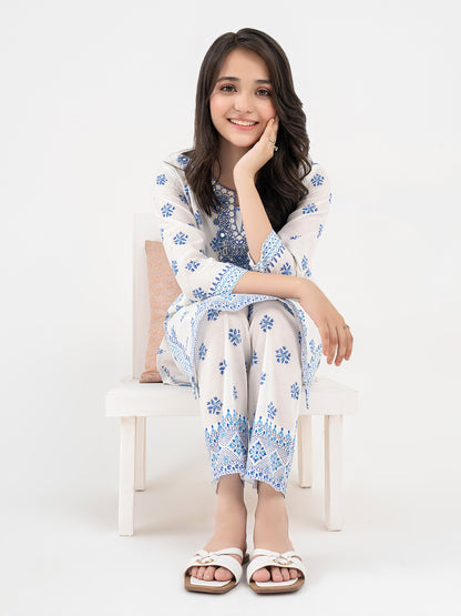 2 Piece Cambric Suit-Embroidered