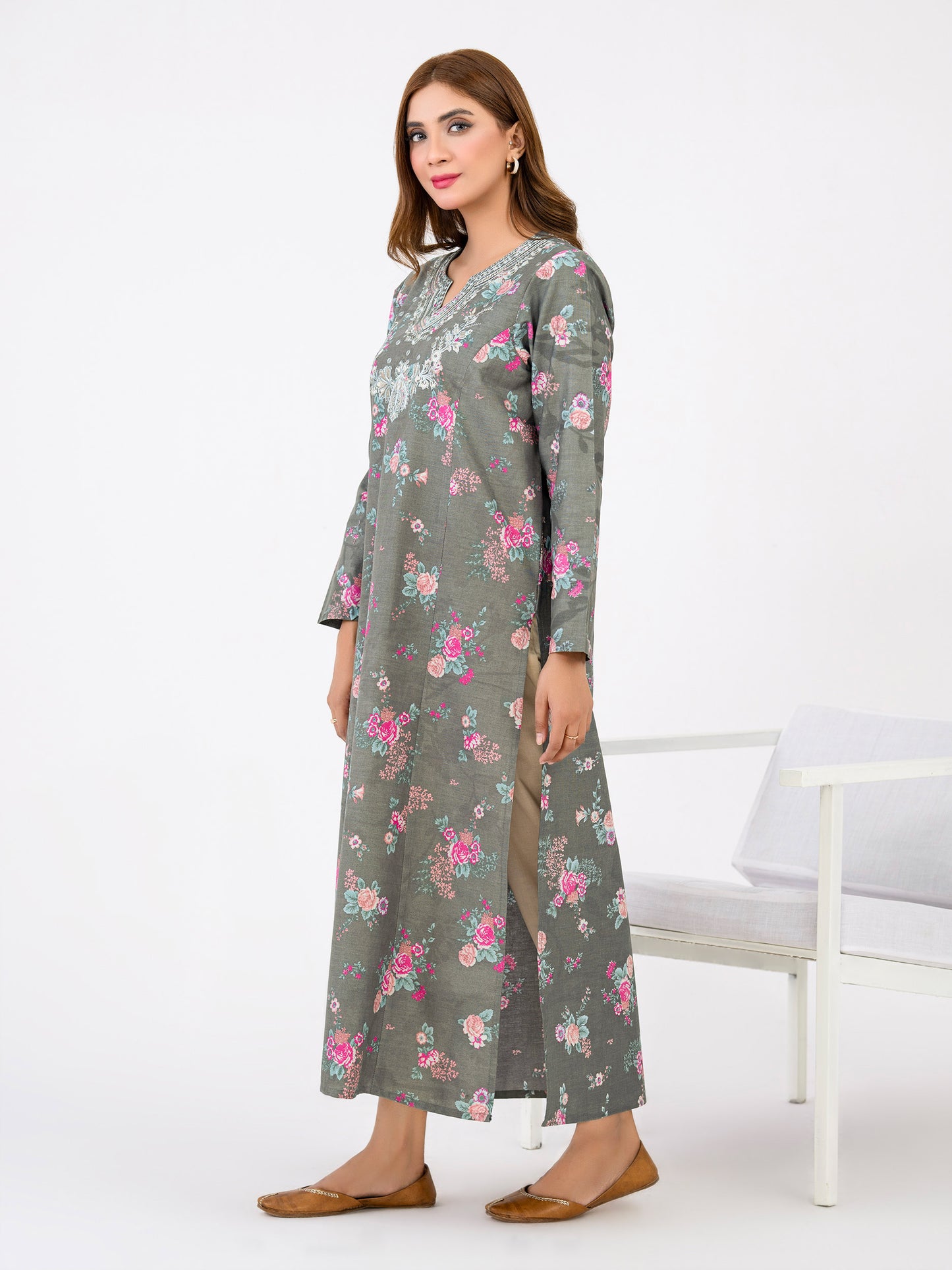 Winter Cotton Shirt-Embroidered(Pret)