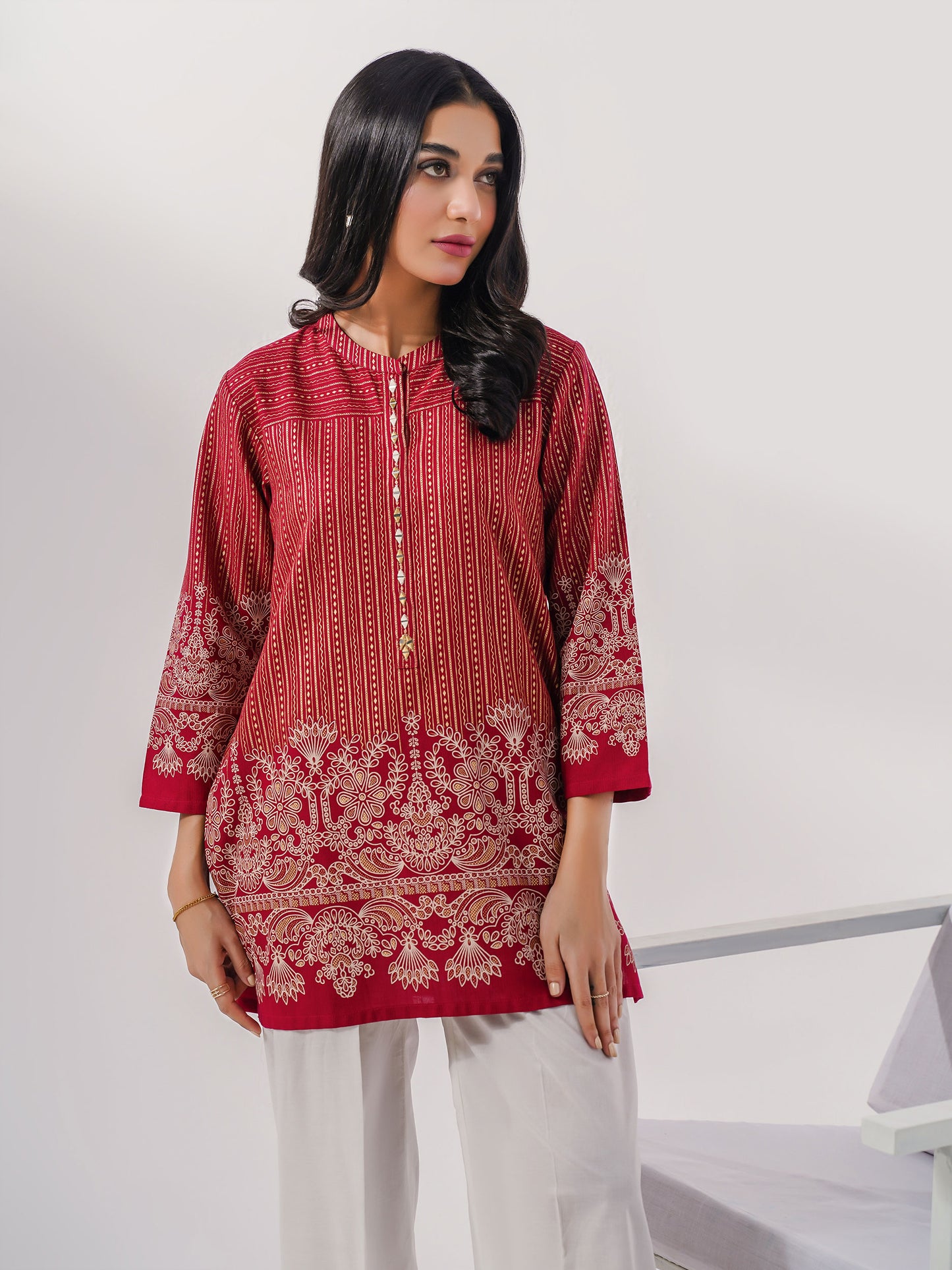 Khaddar Kurti-Paste Print(Pret)