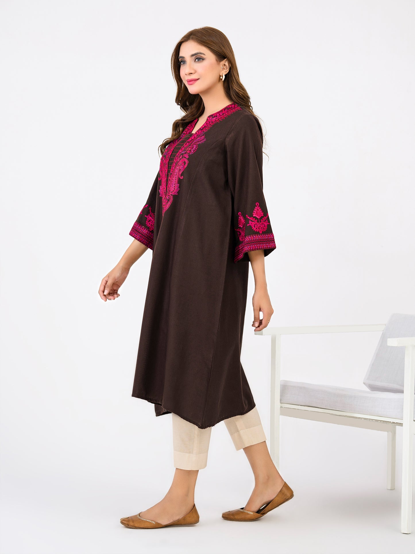 Khaddar Shirt-Embroidered(Pret)