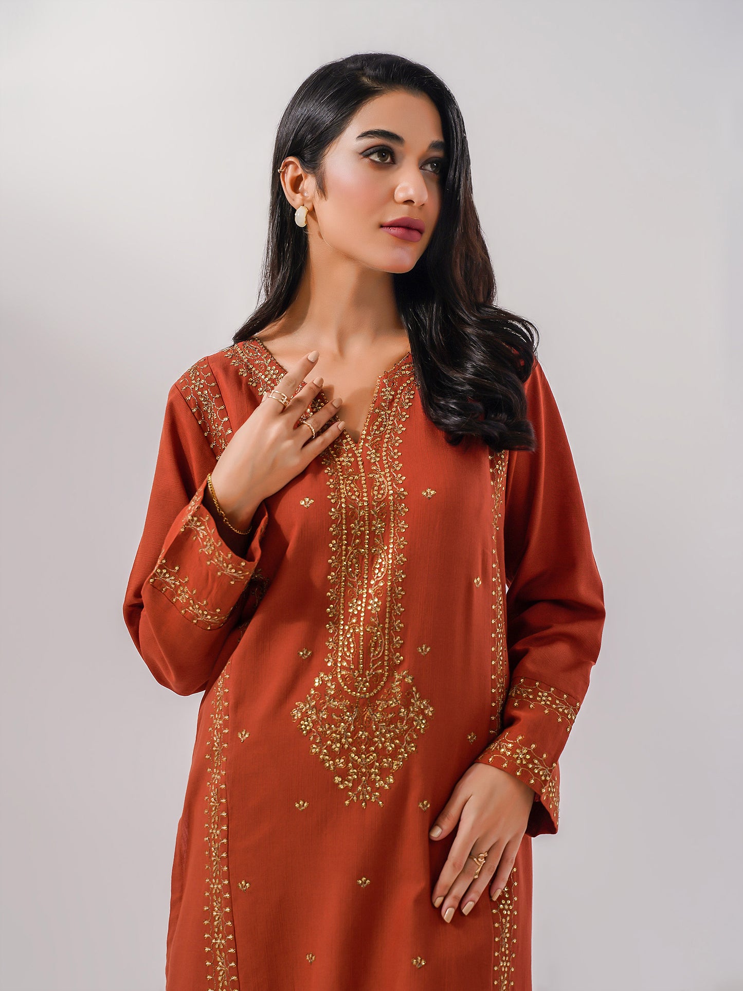 Khaddar Shirt-Embroidered(Pret)