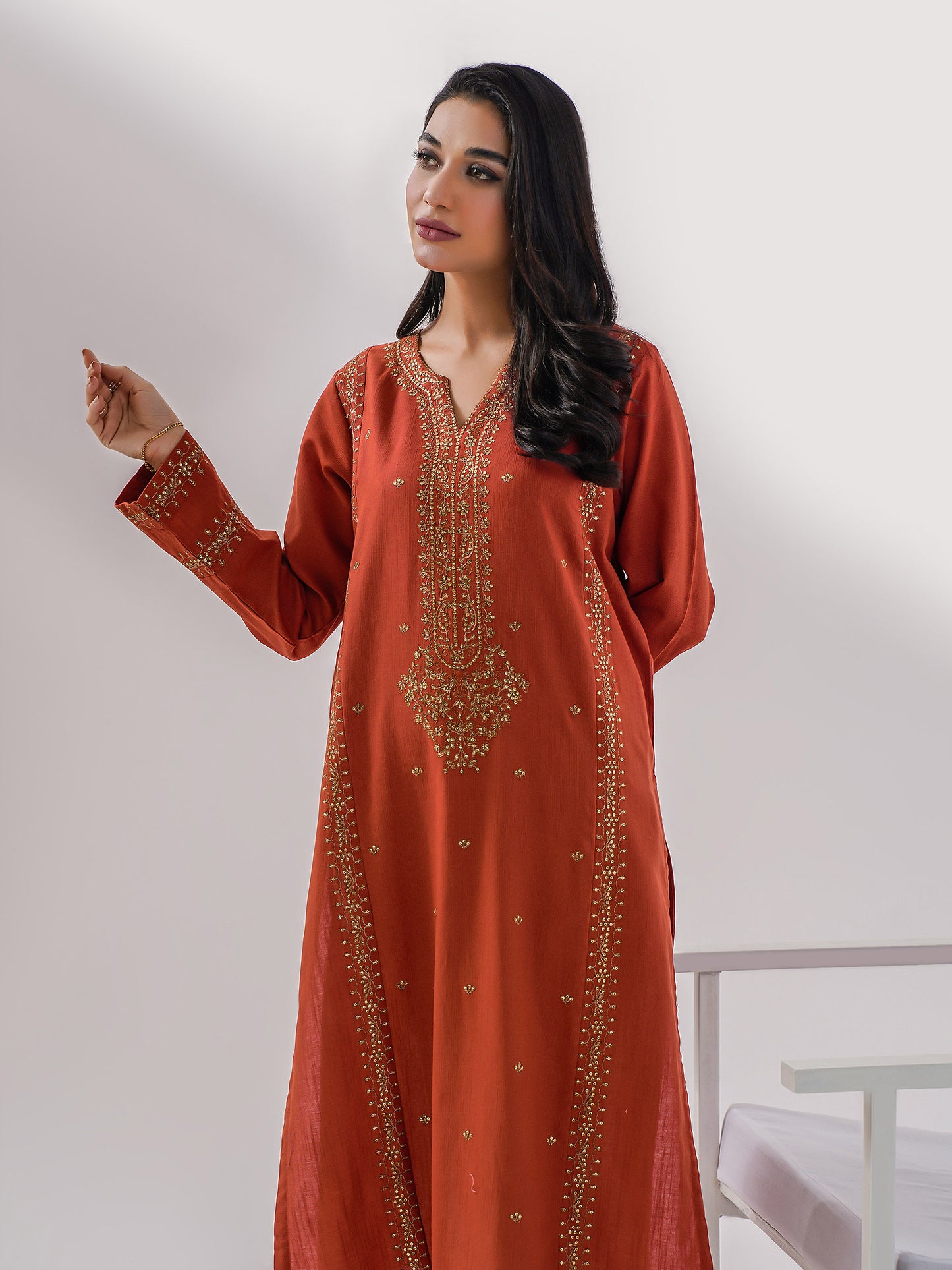 Khaddar Shirt-Embroidered(Pret)