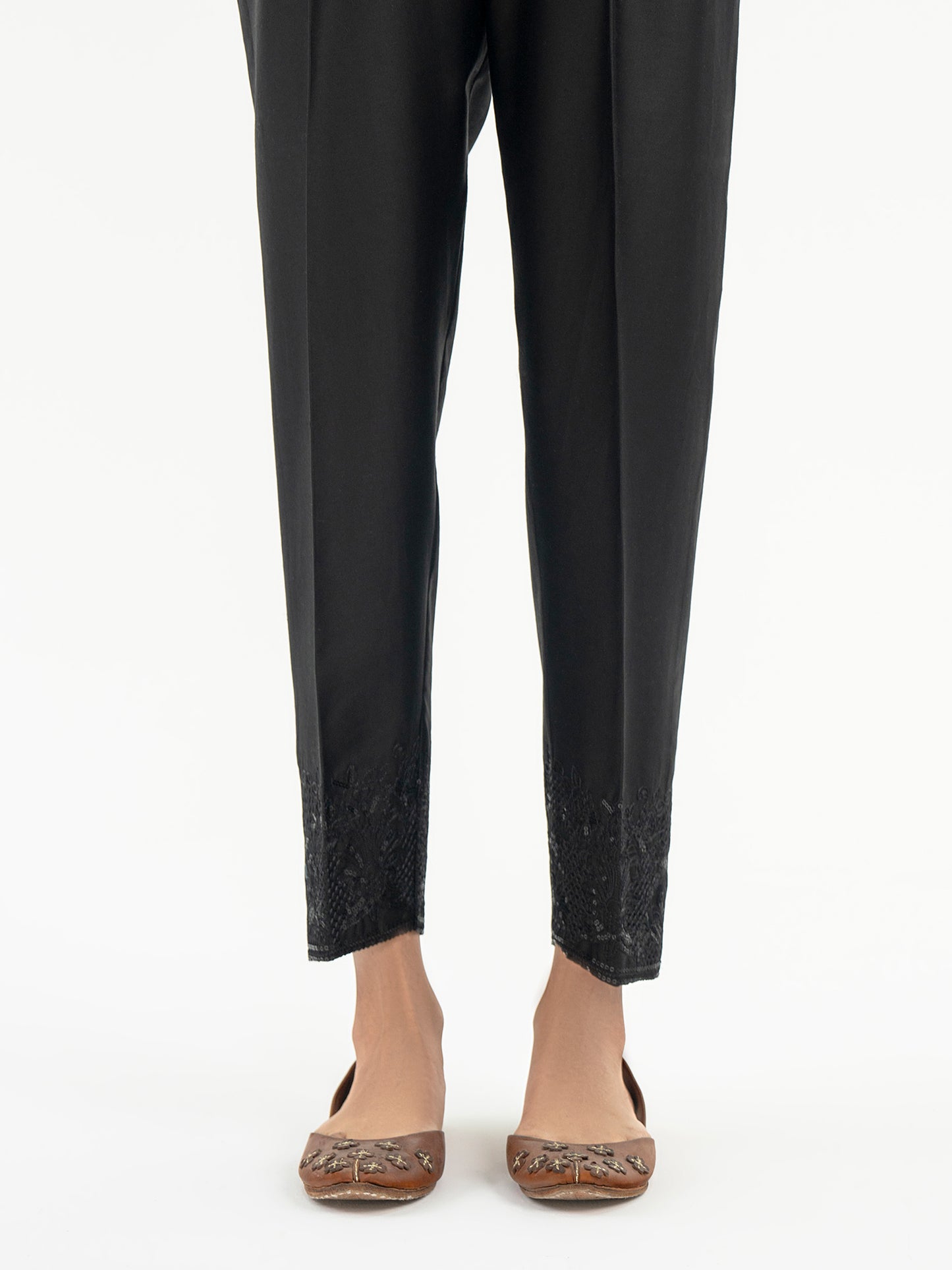 Embroidered Satin Trouser (Pret)