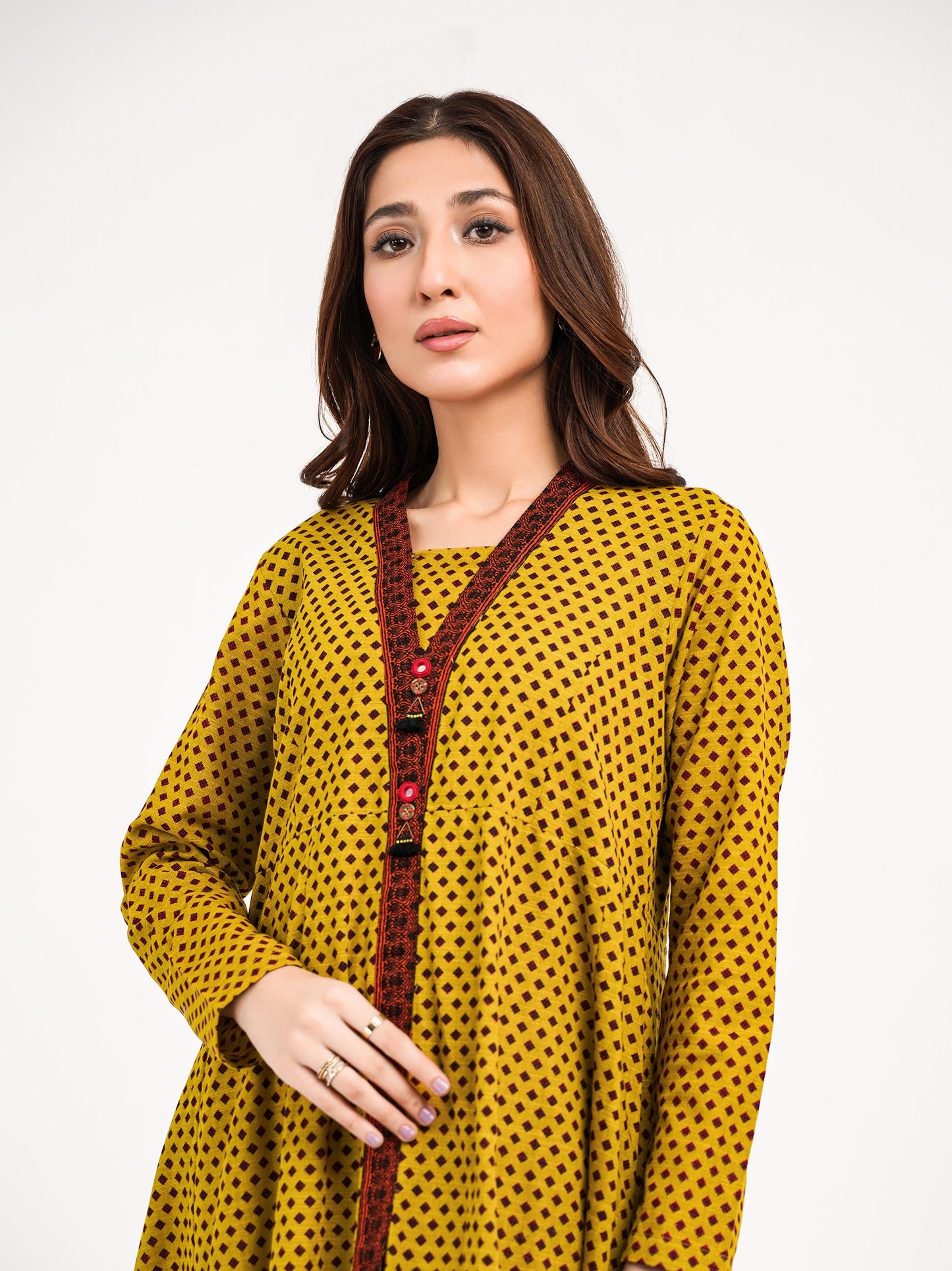 Slub Khaddar Shirt-Printed(Pret)