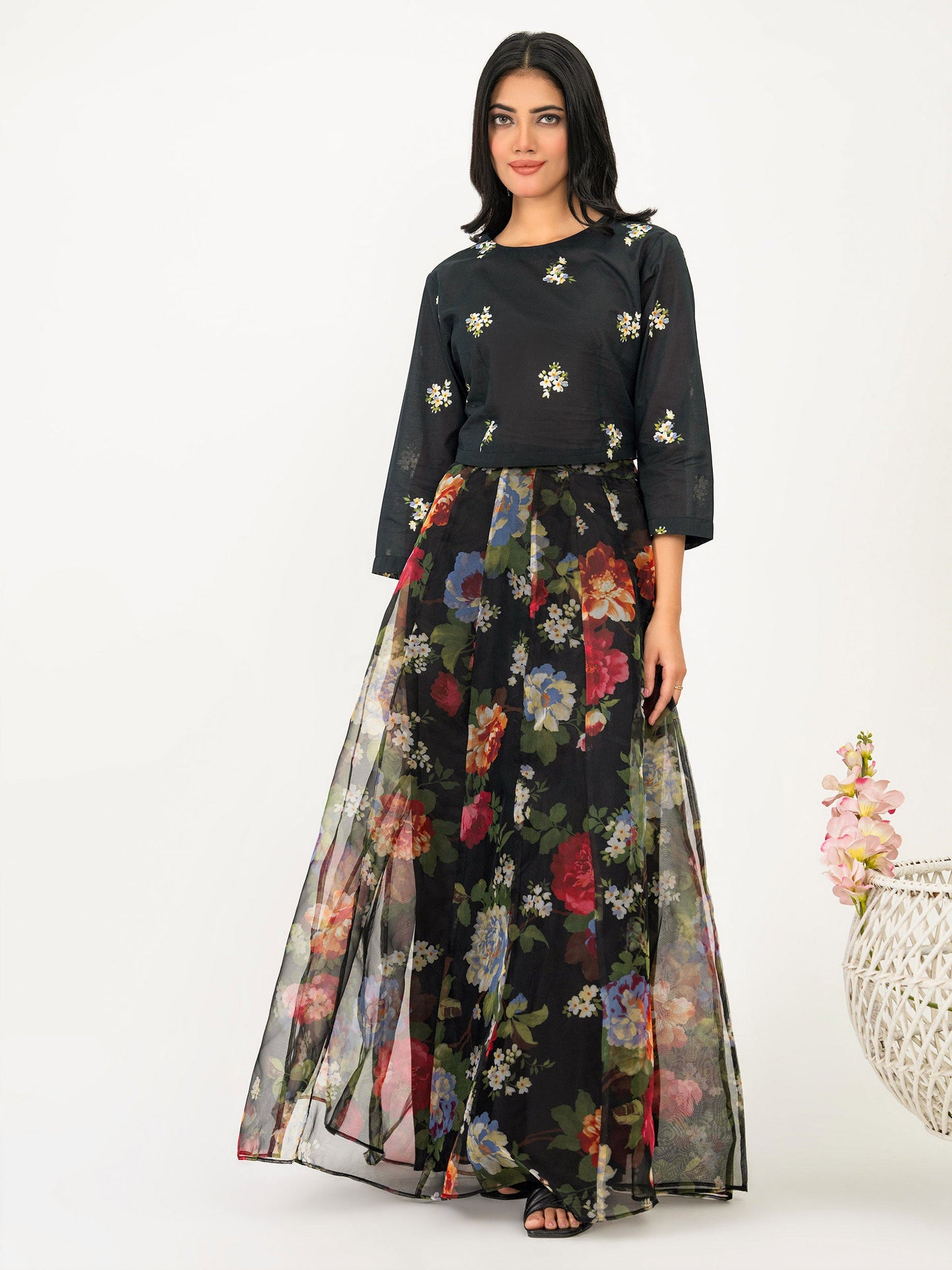 Lawn Top With Skirt-Printed (Pret)