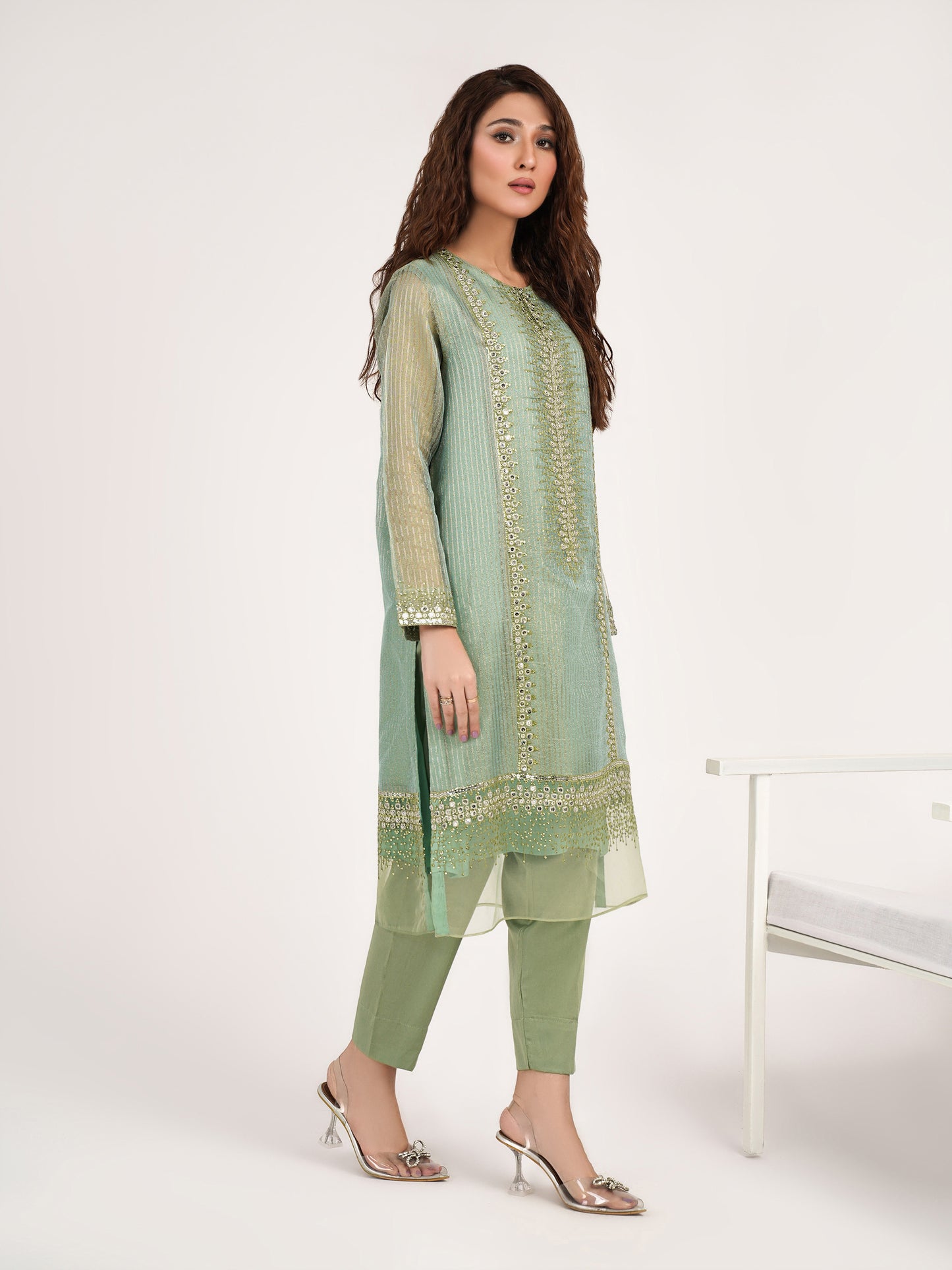 2 Piece Net Suit-Embroidered(Pret)