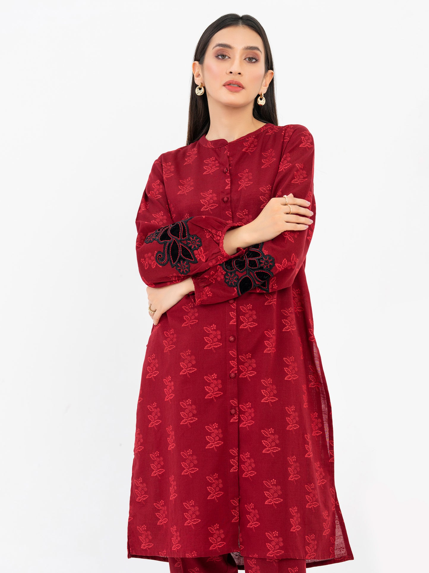 2 Piece Khaddar Suit-Embroidered (Pret)
