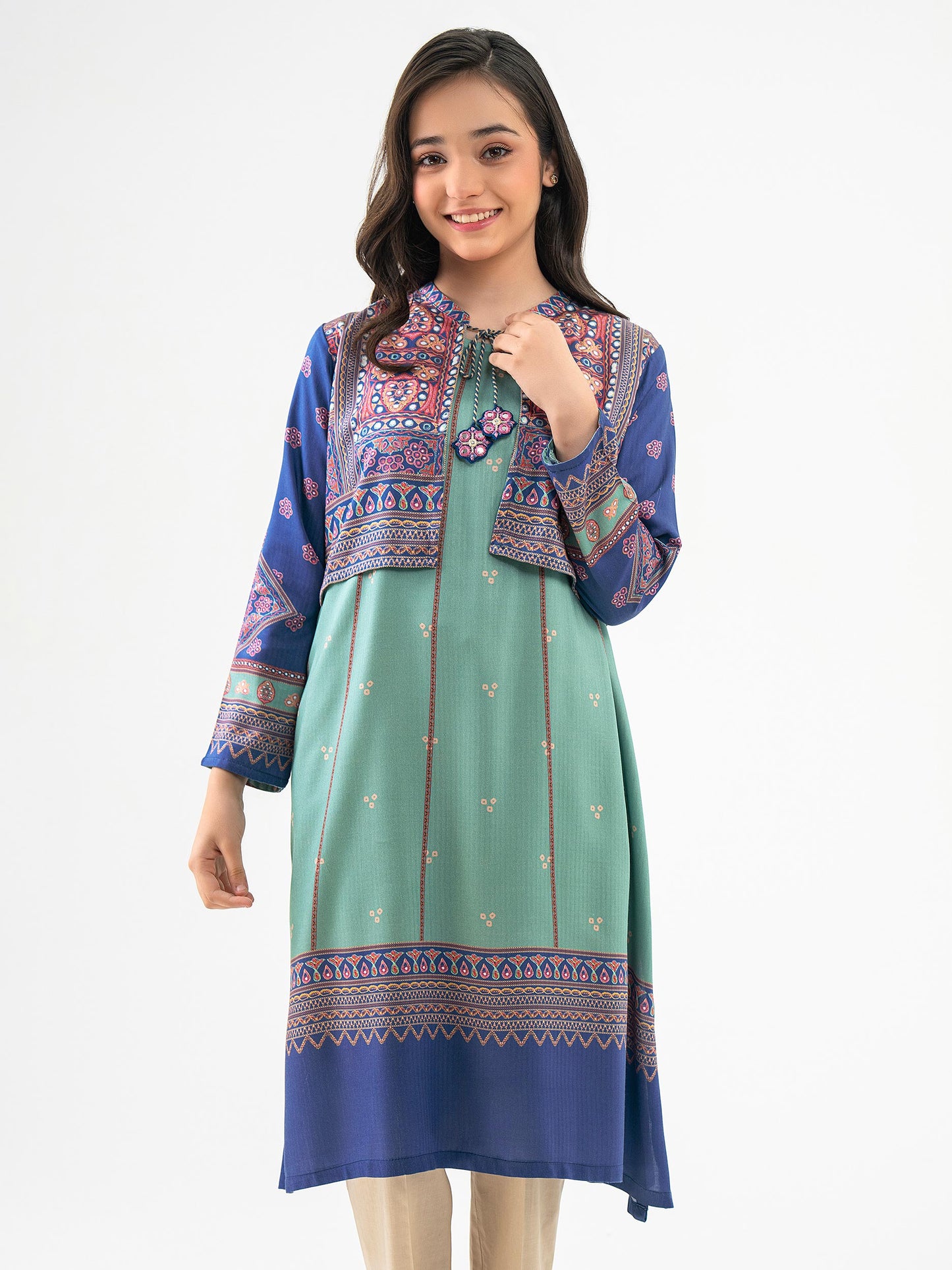 Linen Shirt With Bolero-Printed (Pret)
