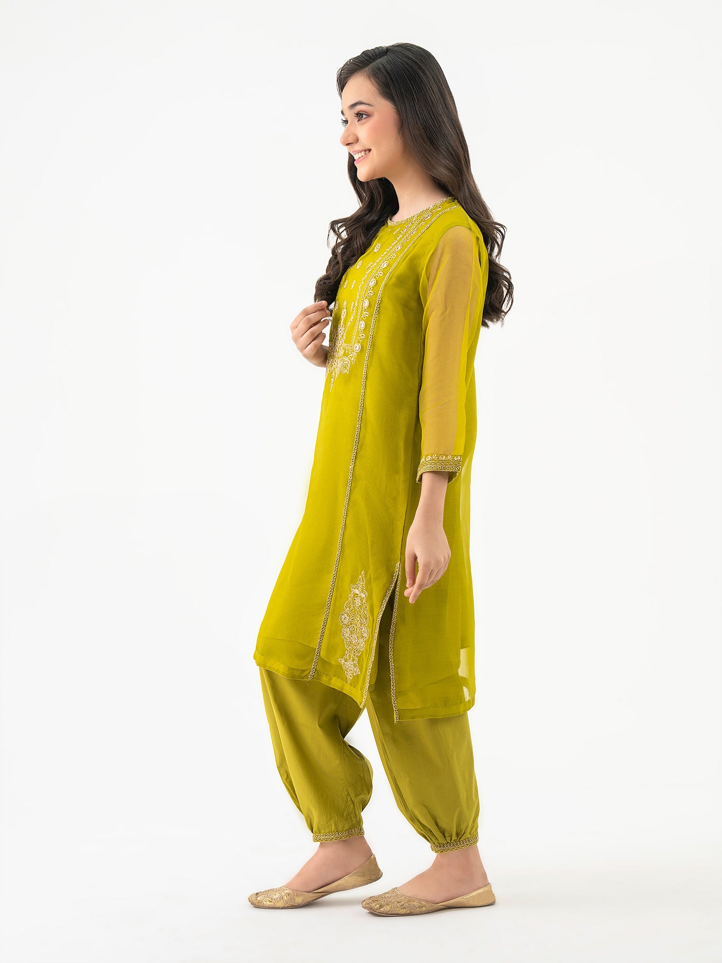 2 Piece Organza Suit-Embroidered(Pret)