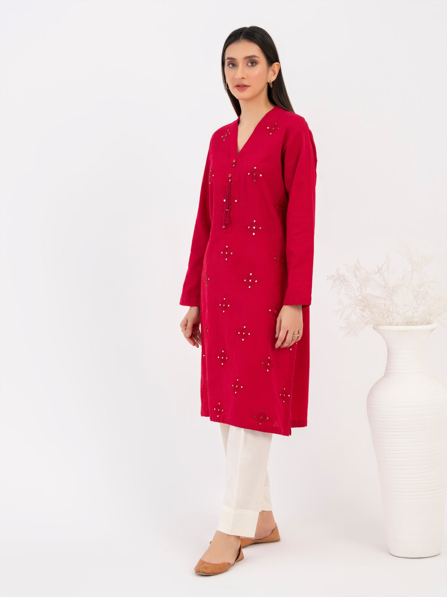 Khaddar Shirt-Embroidered (Pret)
