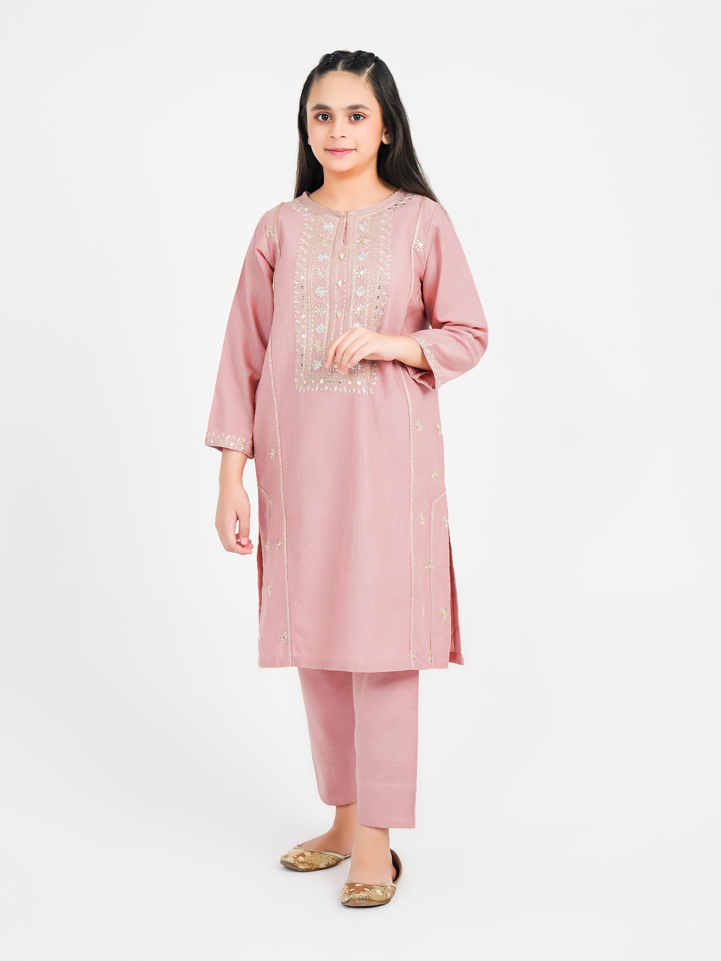 2 Piece Slub Khaddar Suit-Embroidered