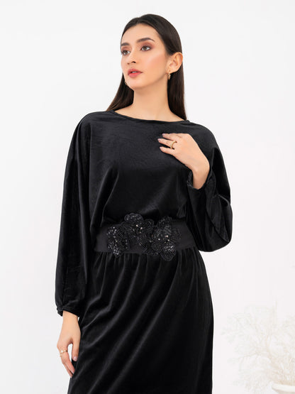 Velvet Dress-Embellished (Pret)