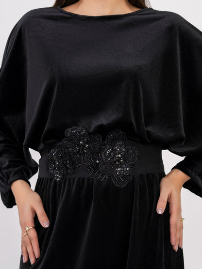 Velvet Dress-Embellished (Pret)