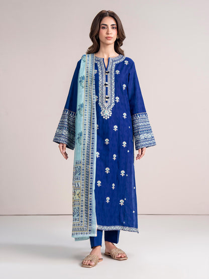 3 Piece Jacquard Suit- Embroidered (Pret)