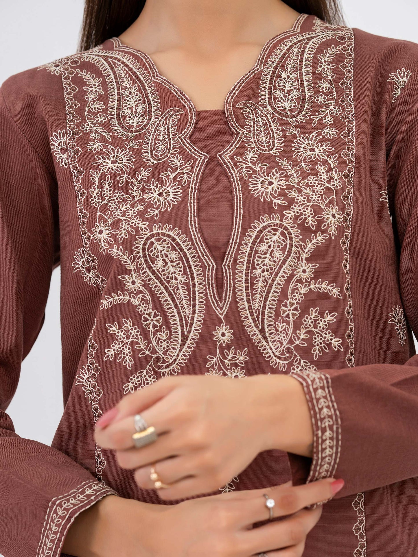 Khaddar Shirt-Embroidered(Pret)