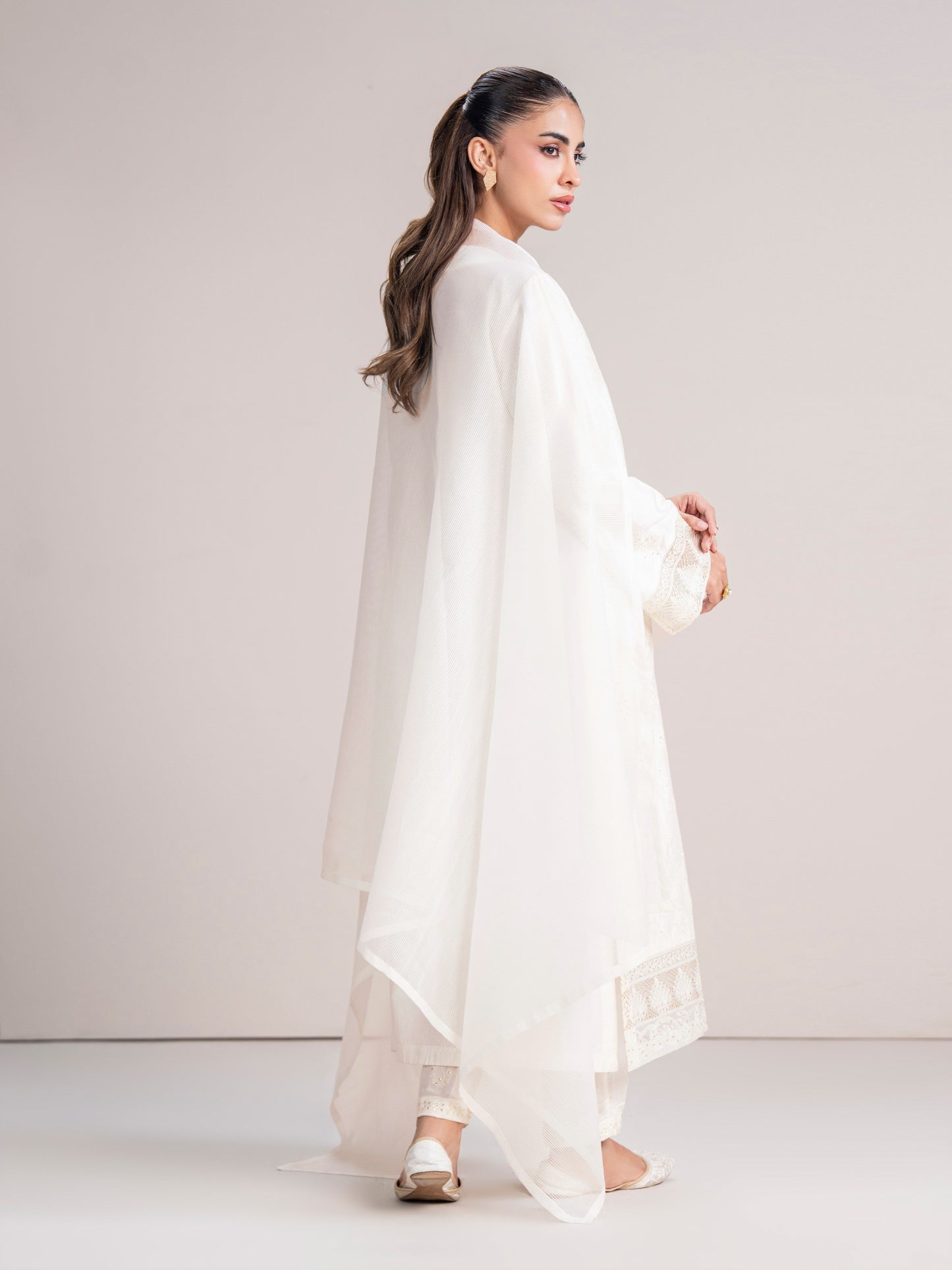 3 Piece Cotton Net Suit- Embroidered (Pret)