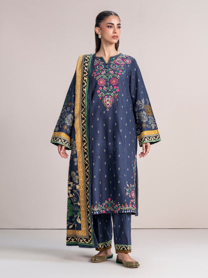 3 Piece Khaddar Suit- Embroidered (Pret)