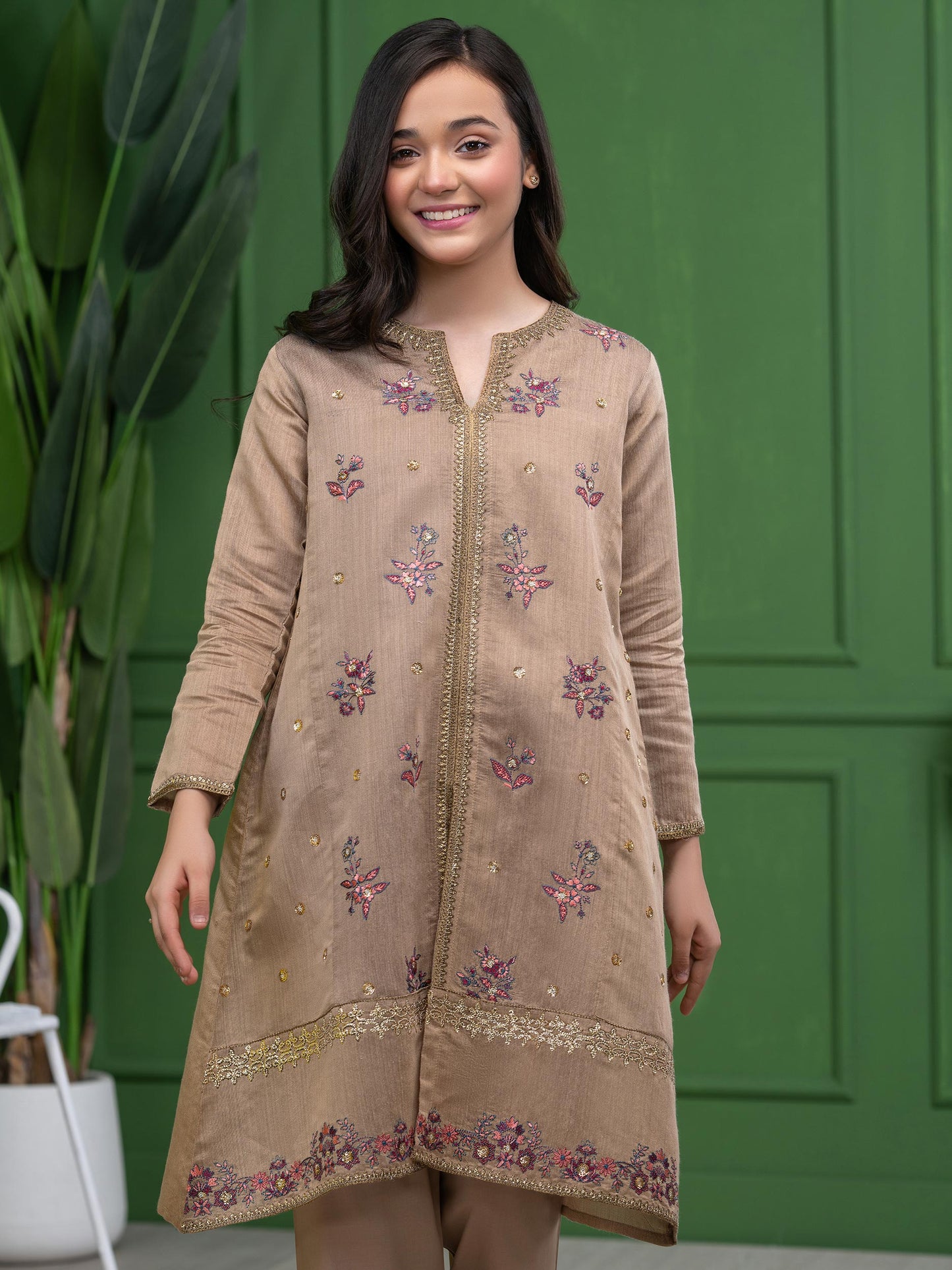 2 Piece Cotton Net Suit-Embroidered