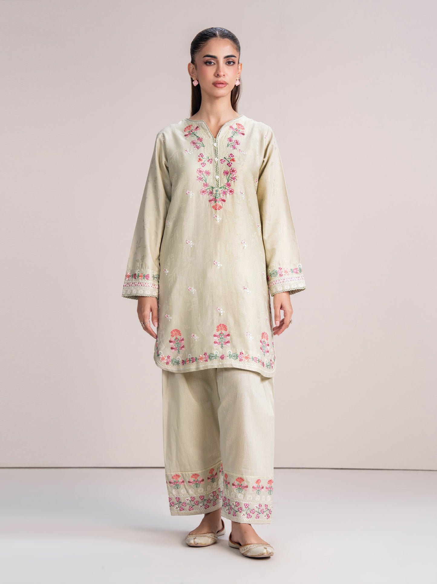 Self Jacquard Suit- Embroidered (Pret)