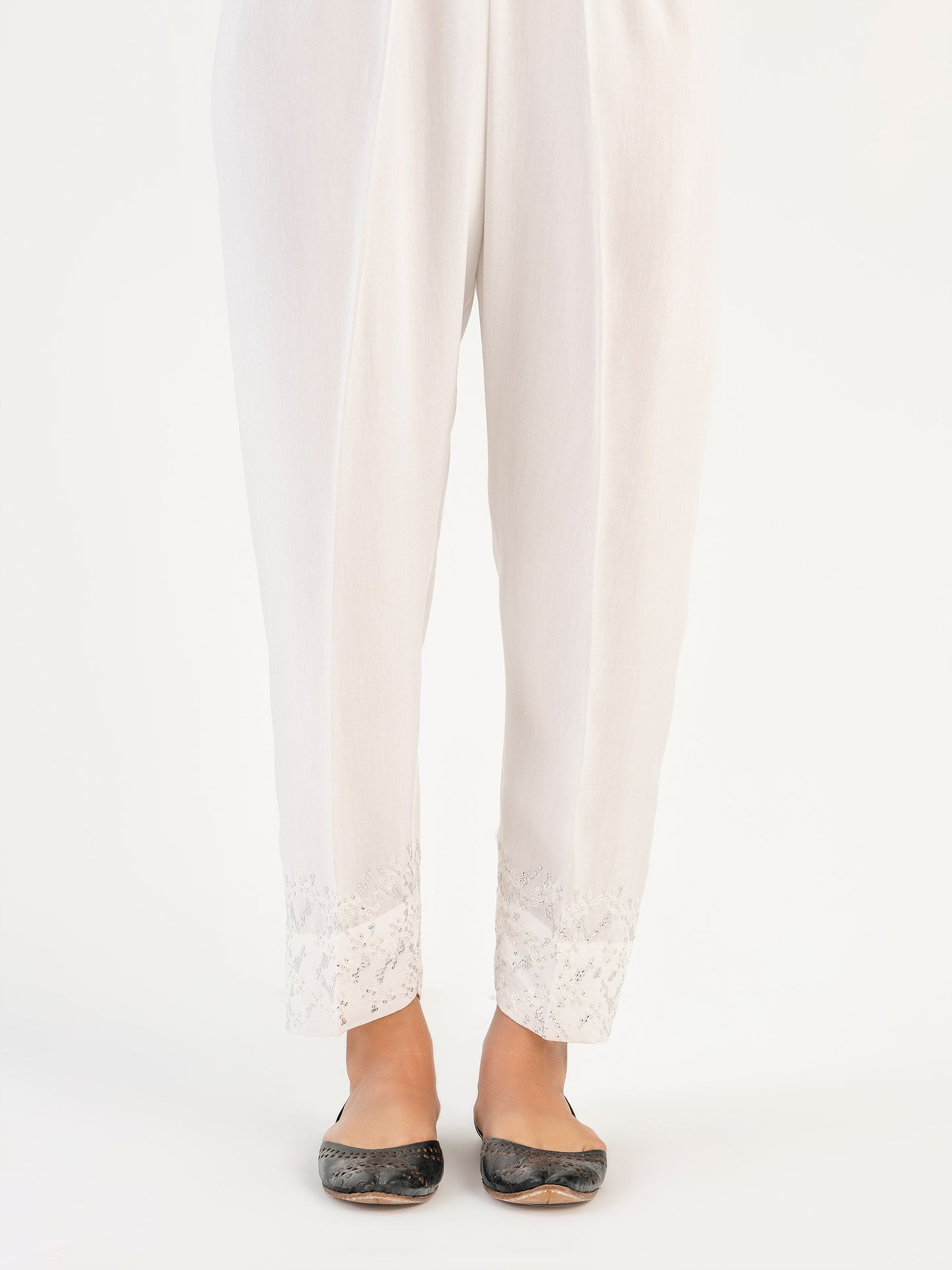 Embroidered Raw Silk Trouser(Pret)