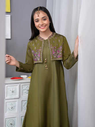 raw-silk-frock-with-bolero-embroidered
