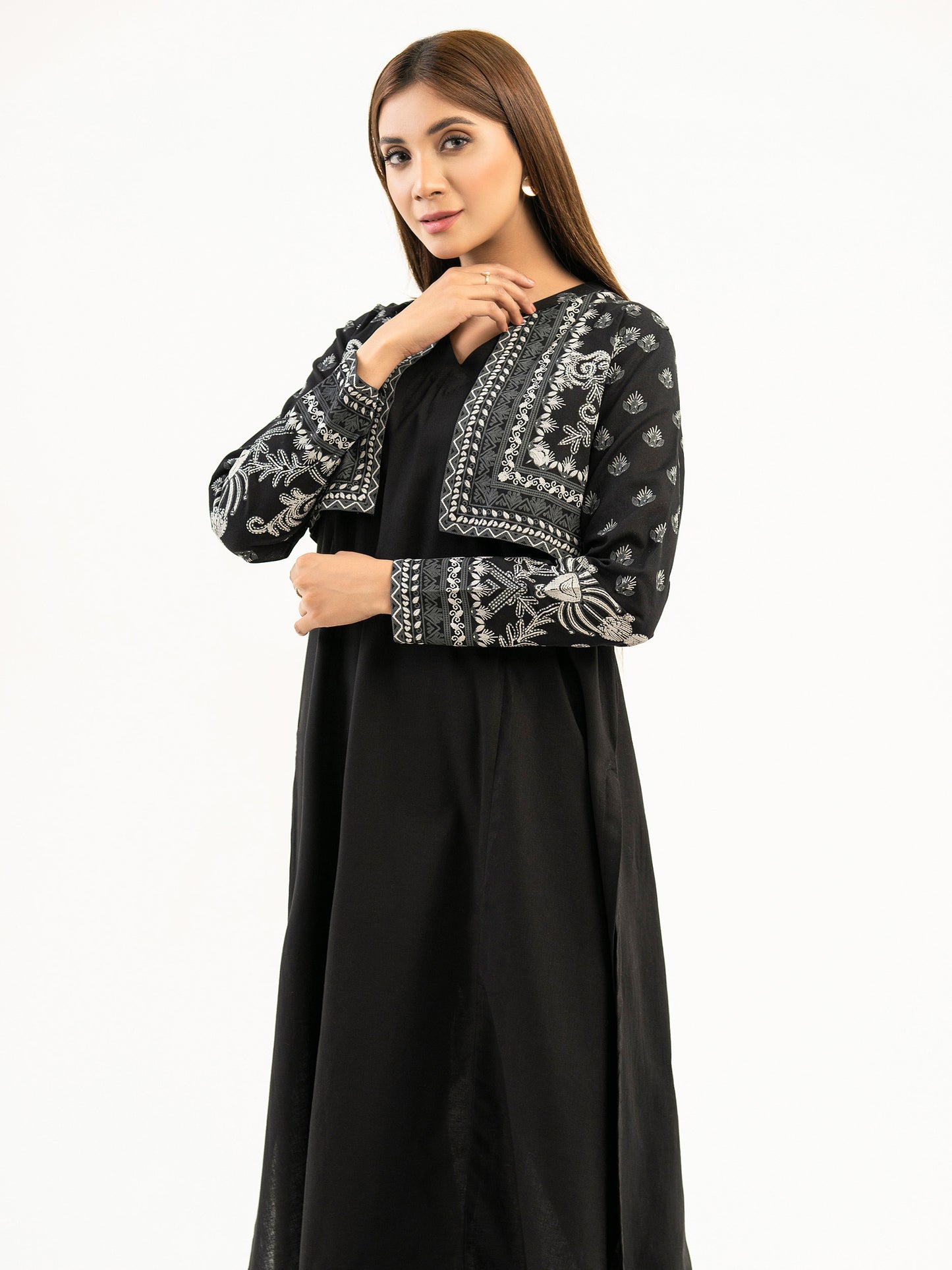 Khaddar Shirt with Bolero-Emboss Print (Pret)