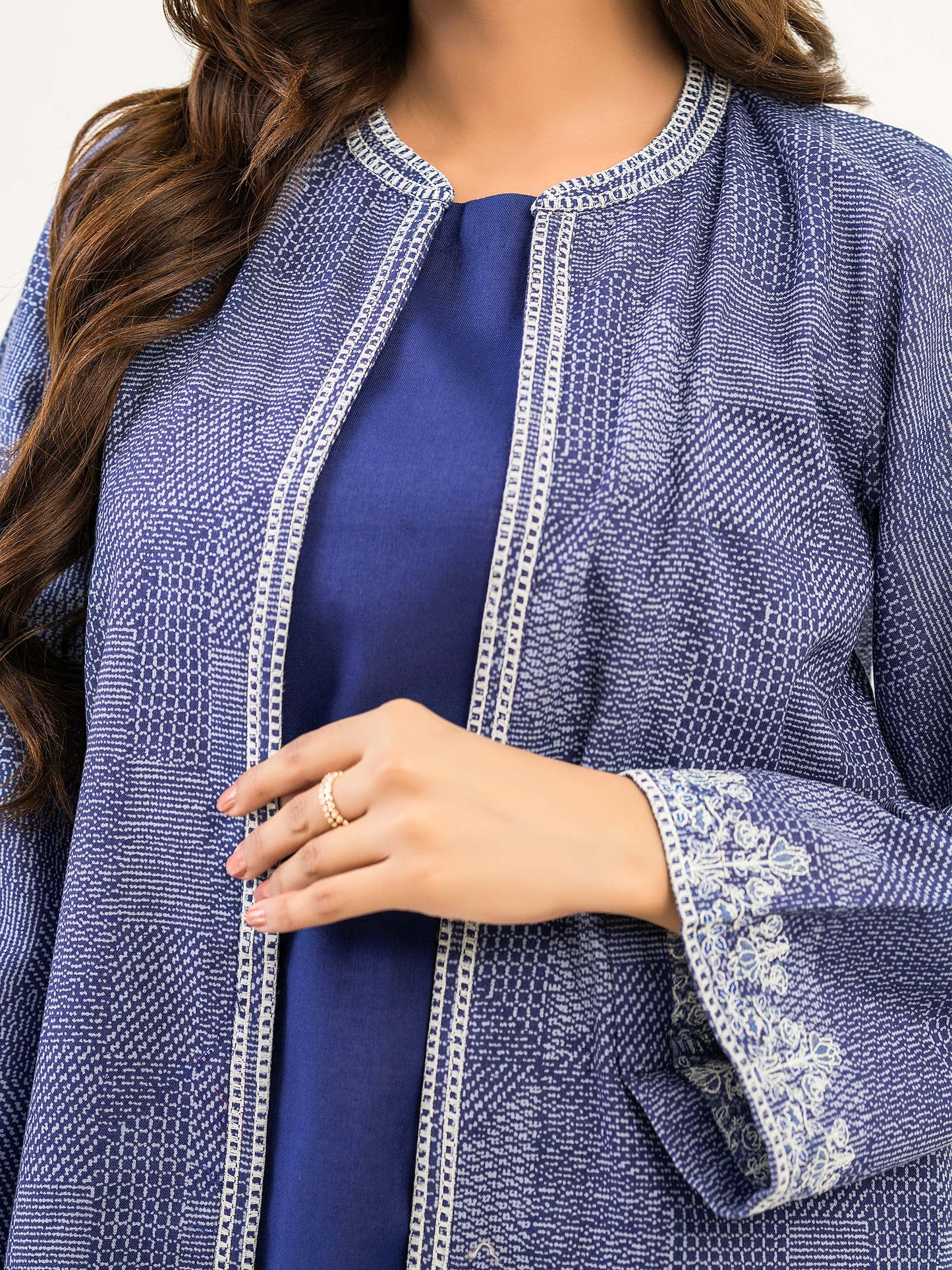 Khaddar Cardigan With Slip-Embroidered(Pret)