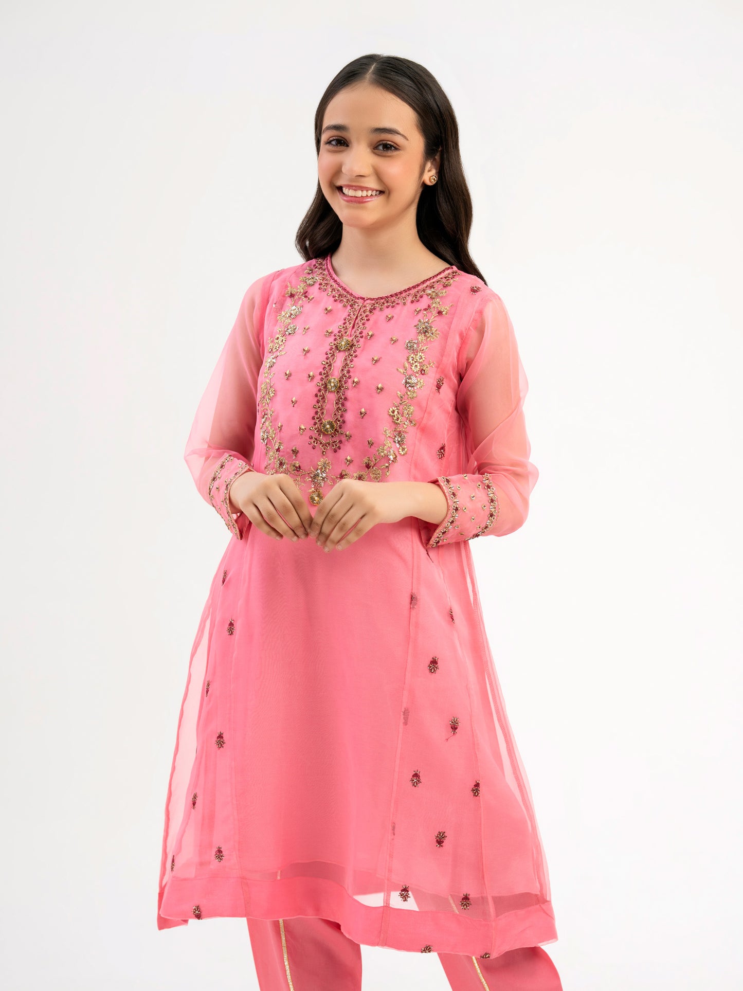 2 Piece Organza Suit-Embroidered