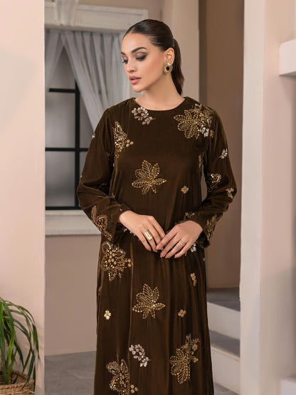 2 Piece Velvet Suit-Embroidered (Pret)