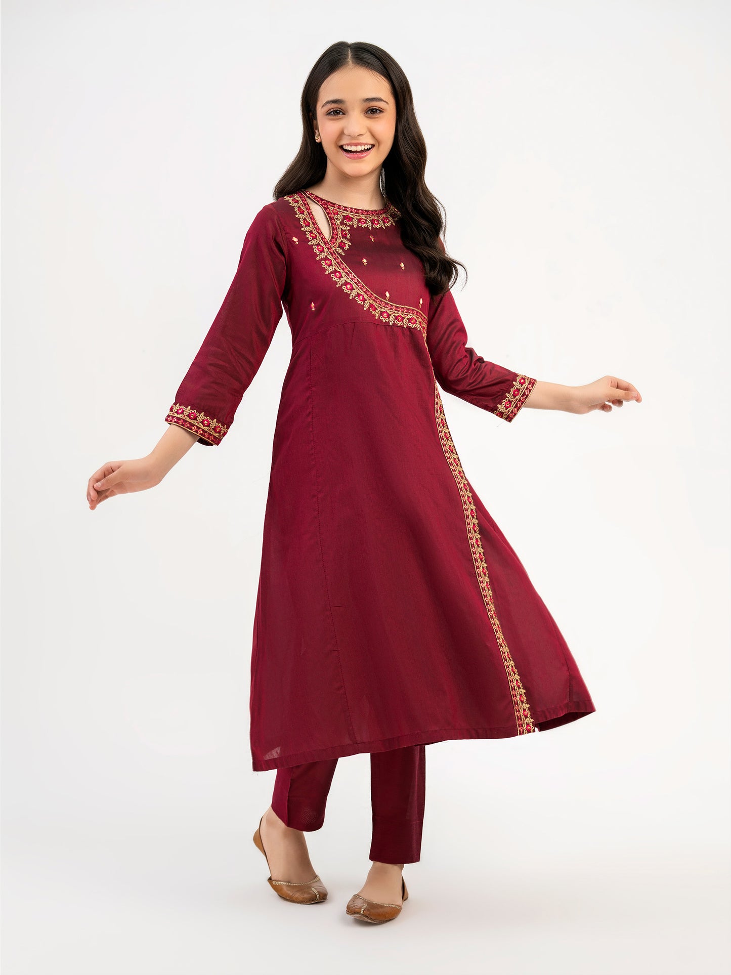 2 Piece Raw Silk Suit-Embroidered