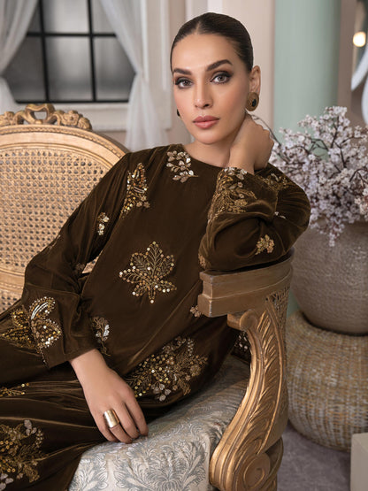 2 Piece Velvet Suit-Embroidered (Pret)