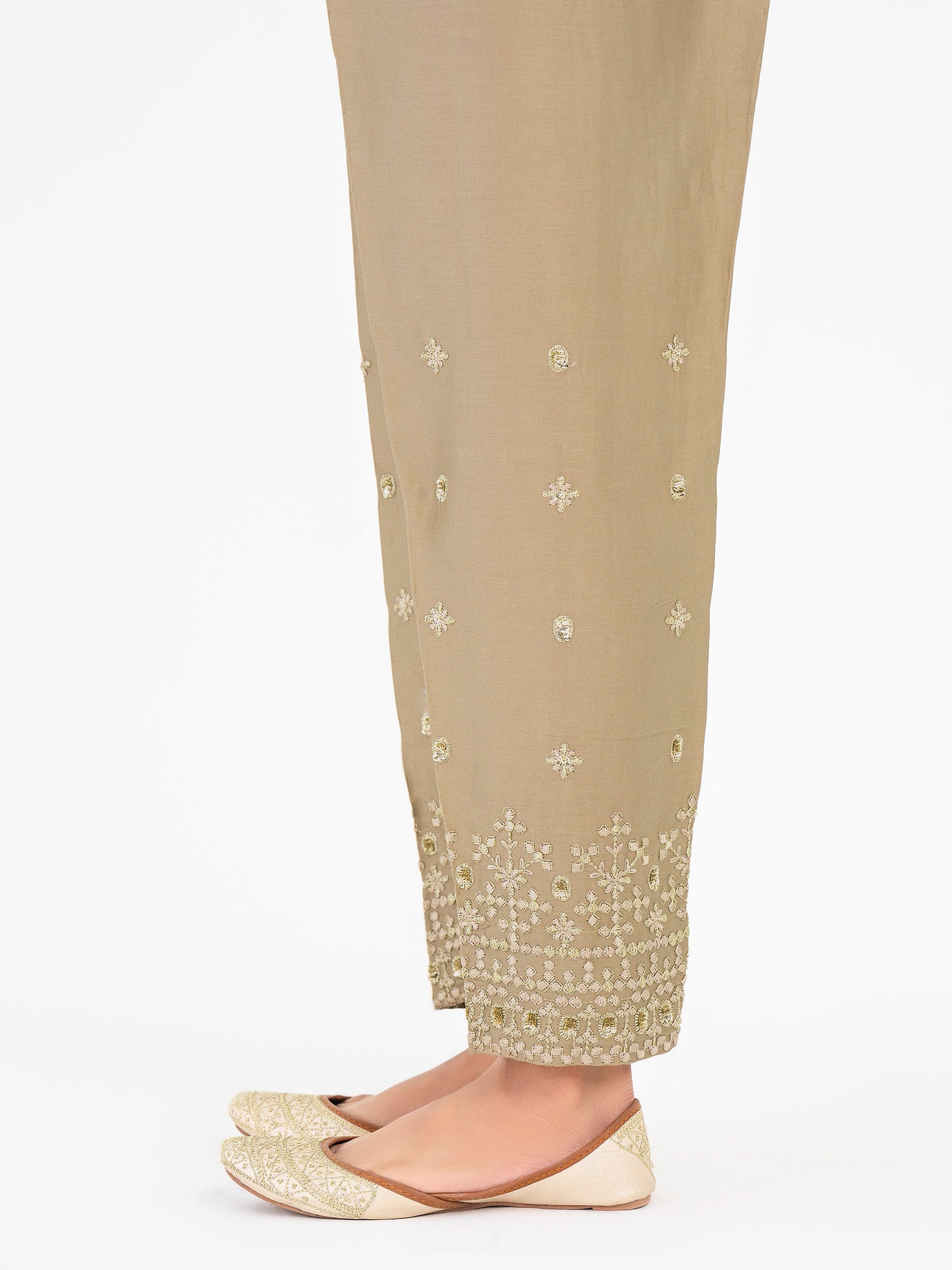 Embroidered Satin Trouser(Pret)