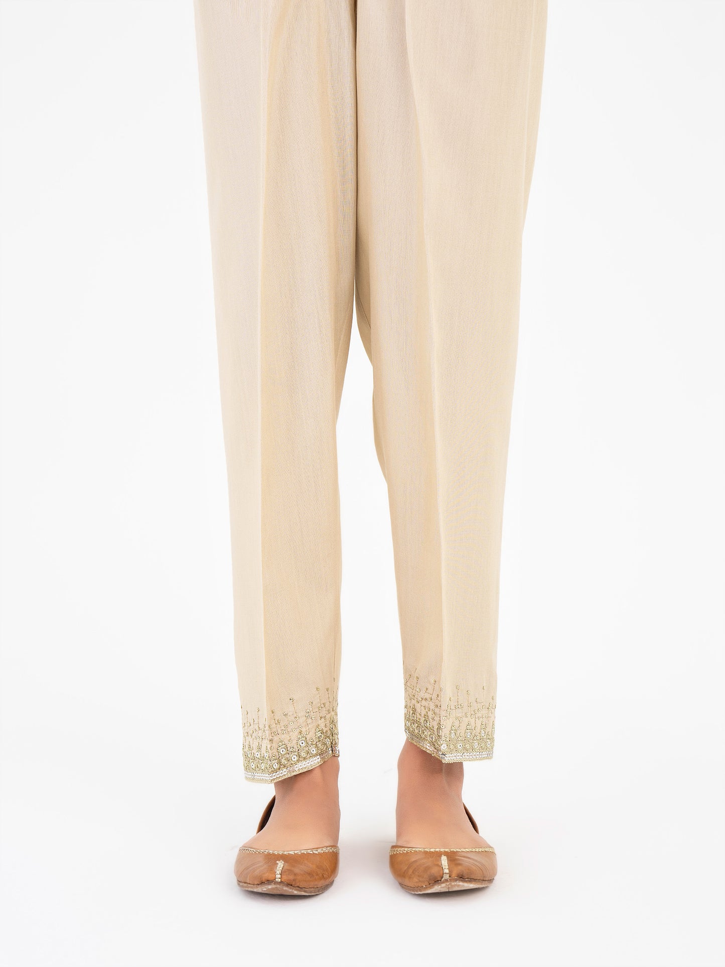Embroidered Raw Silk Trouser (Pret)