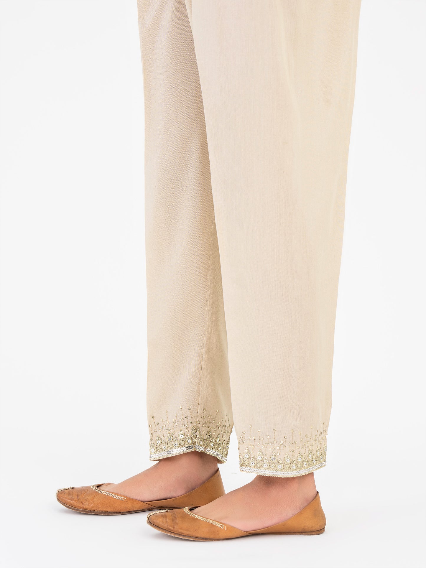 Embroidered Raw Silk Trouser (Pret)