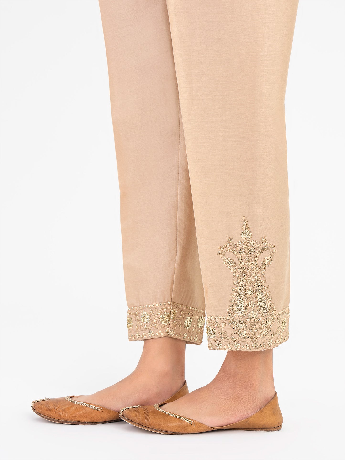 Embroidered Satin Trouser