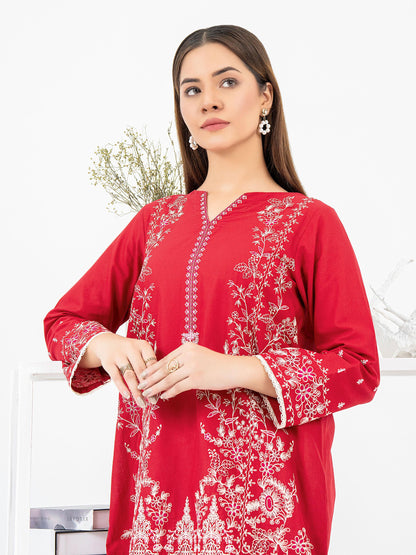 Cambric Kurti-Embroidered (Pret)