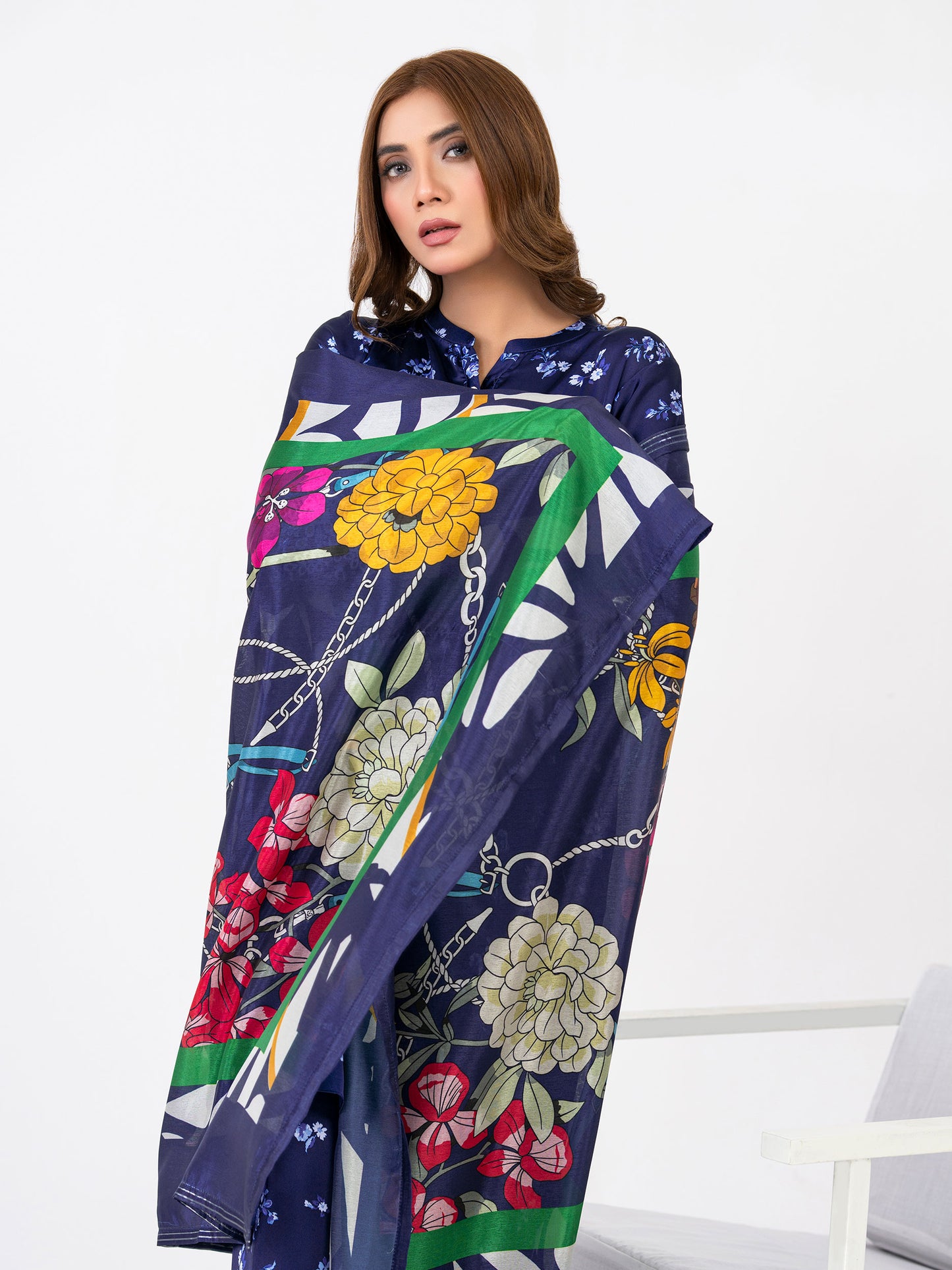 3 Piece Silk Suit-Embroidered(Pret)