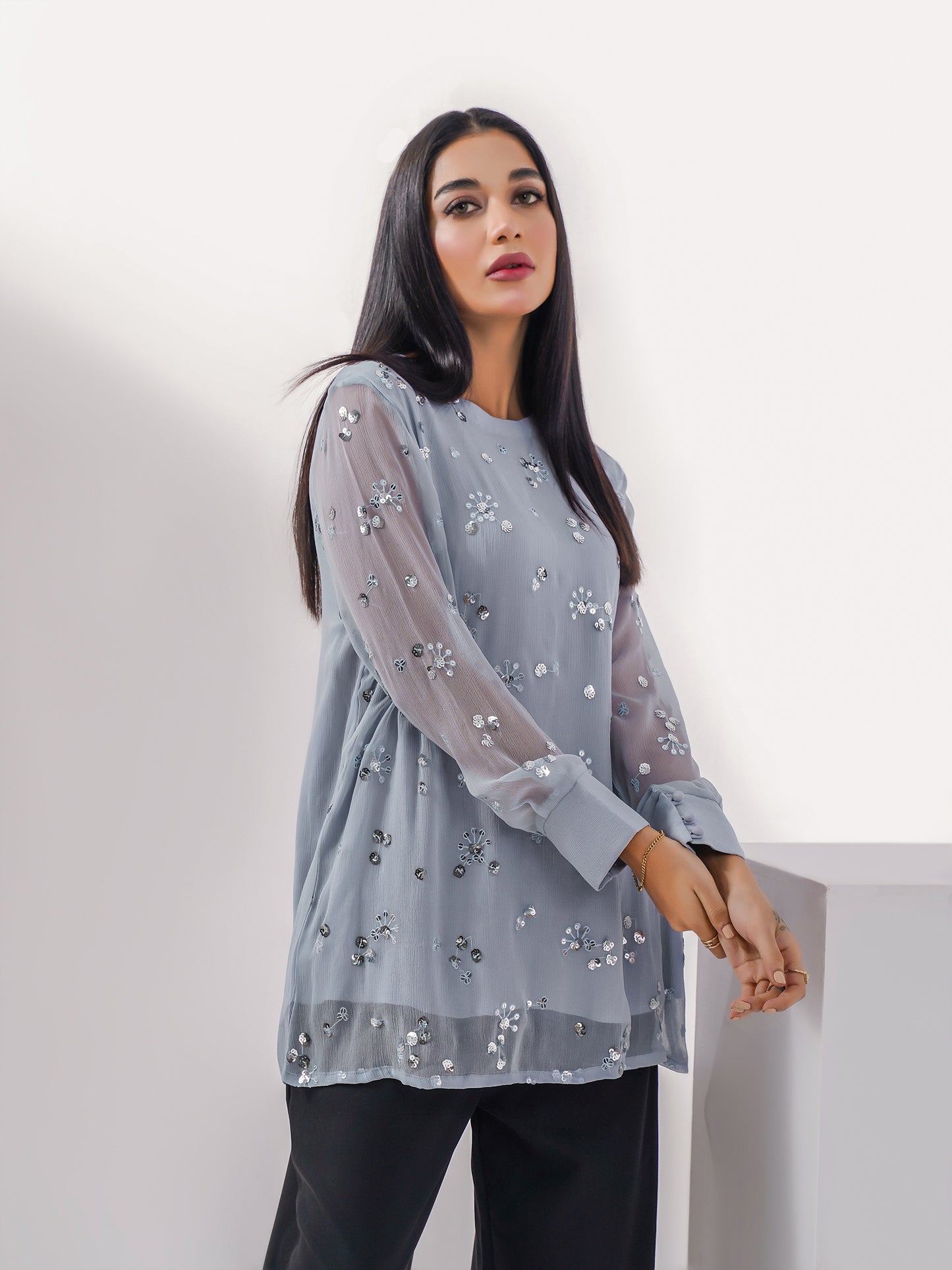 Chiffon Embroidered Top