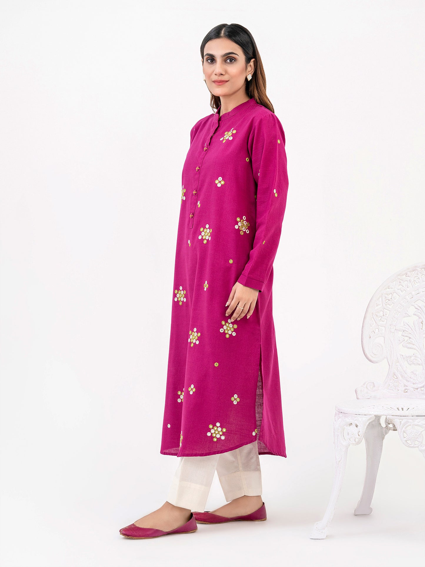 Khaddar Shirt-Embroidered (Pret)
