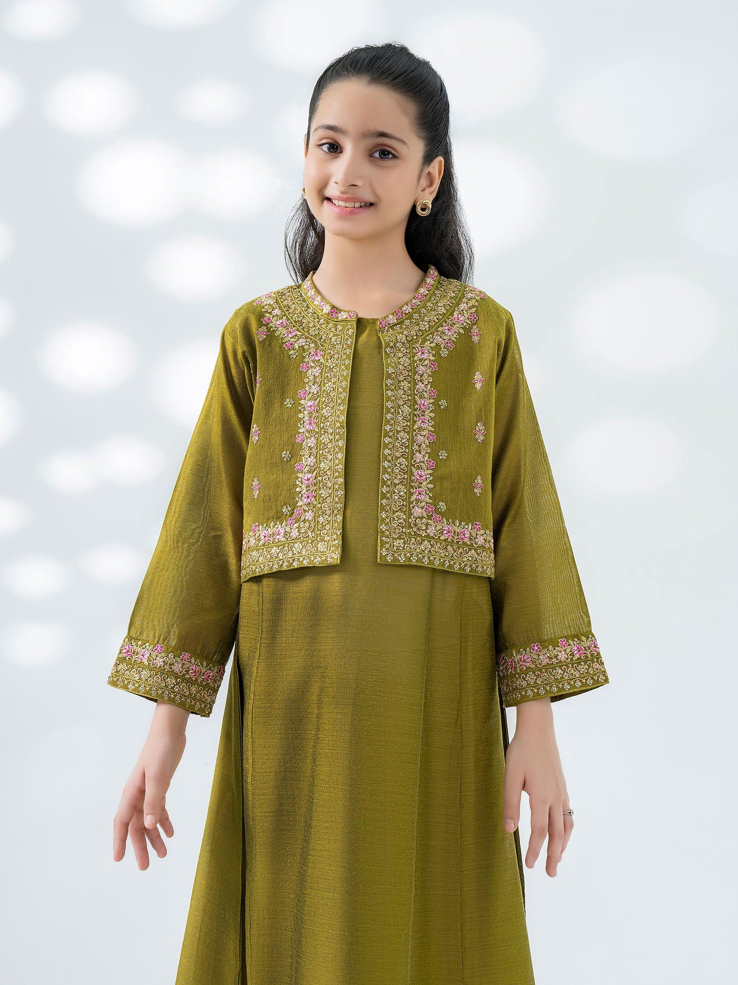3 Piece Cotton Net Suit-Embroidered
