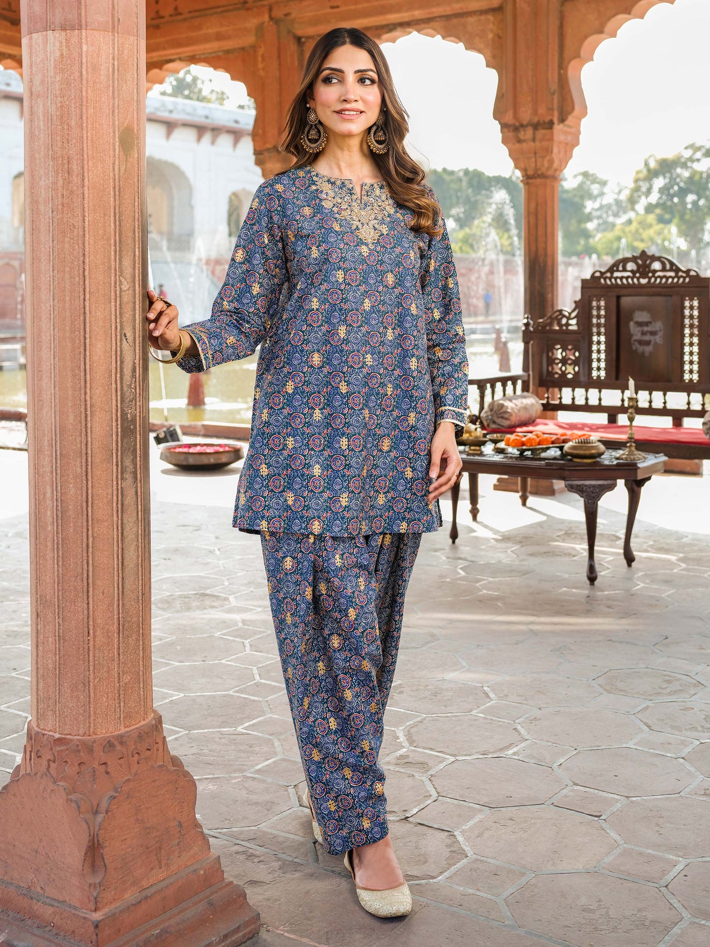 2 Piece Cambric Suit-Embroidered (Pret)