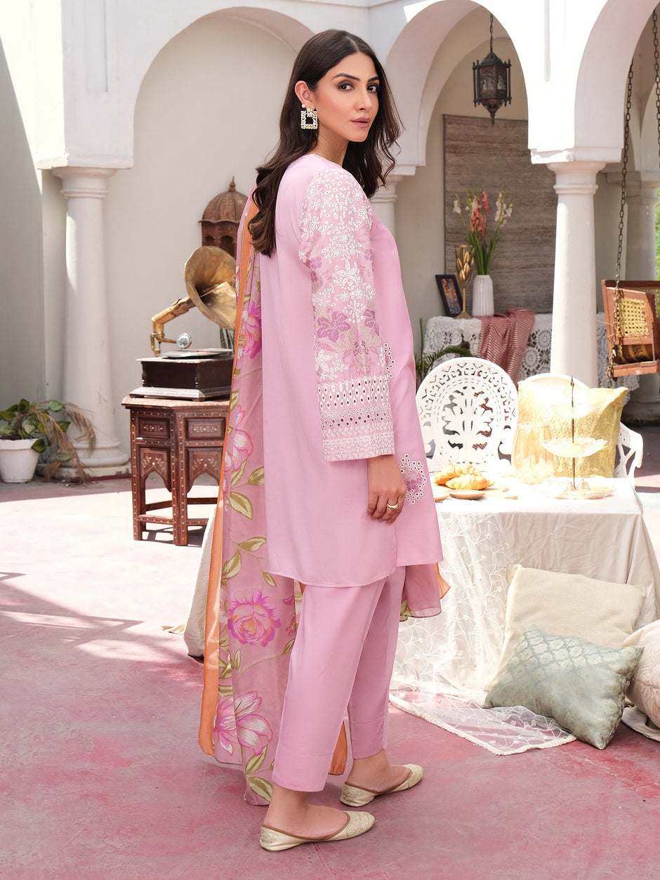 HemStitch Embroidered Net Suits Unstitched 3 Piece HST22L HL-07 AMAL - Luxury Collection