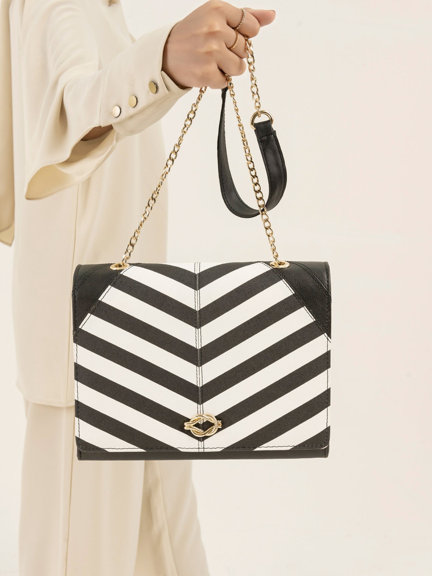 Stripe Printed Handbag