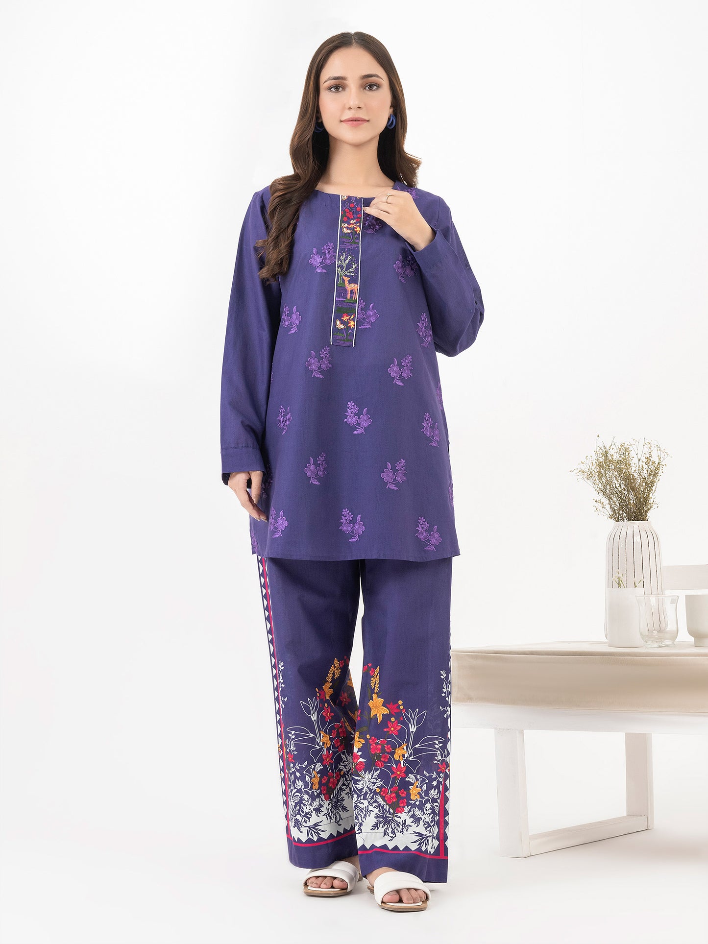 Lawn Co-Ord Set-Embroidered (Pret)