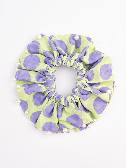 Pearl Embellished Printed Hair Tie