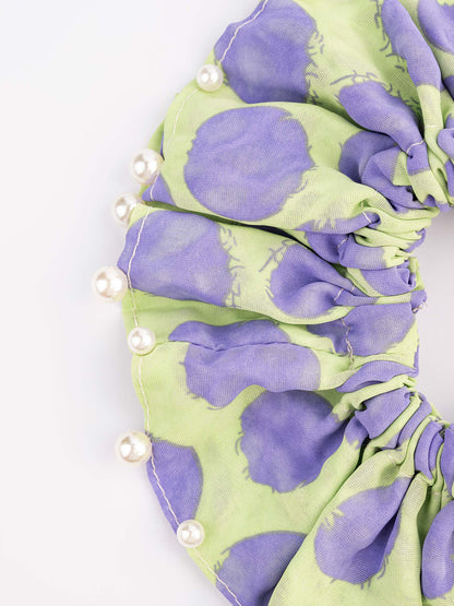 Pearl Embellished Printed Hair Tie