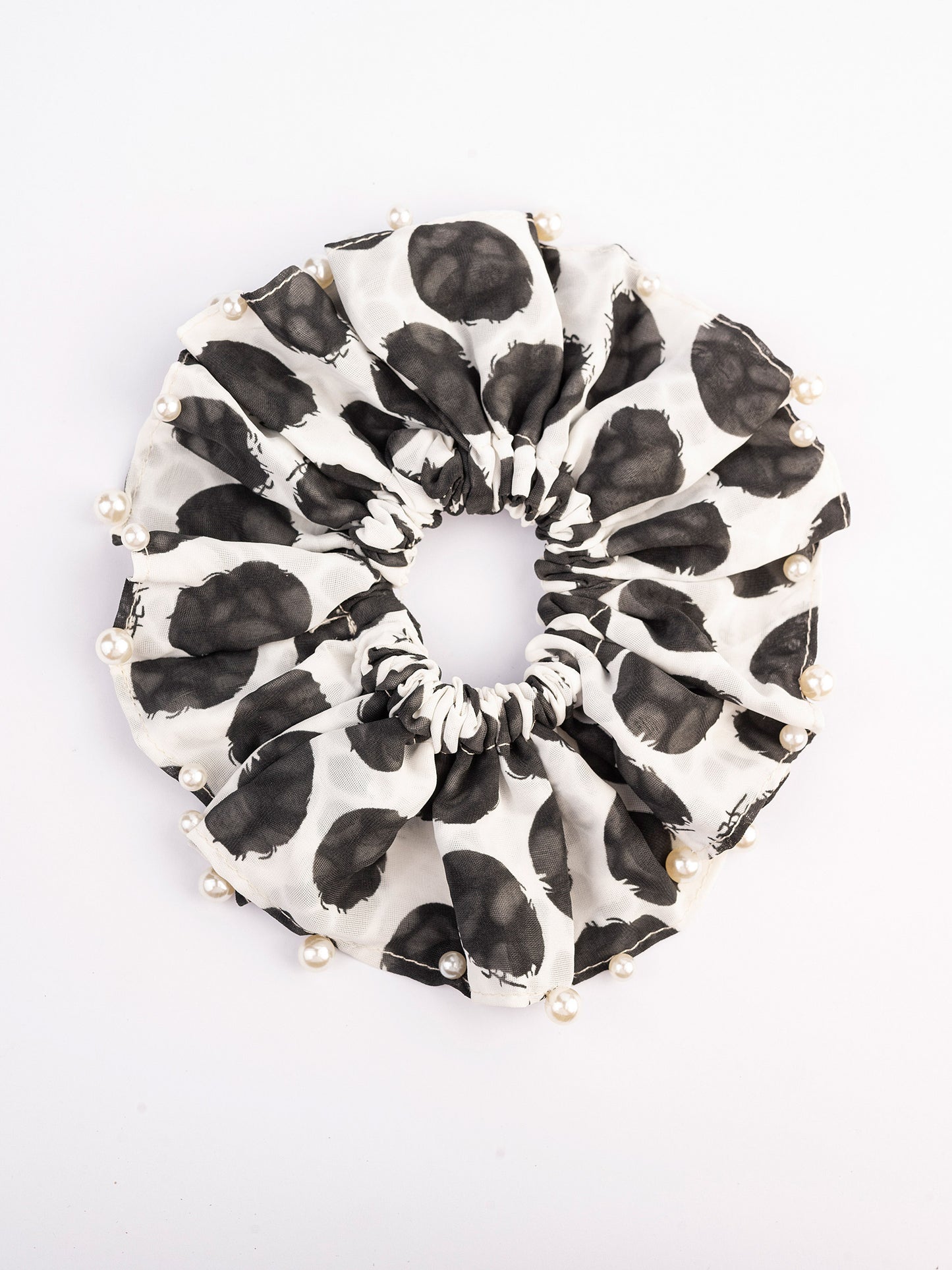 Pearl Embellished Printed Hair Tie