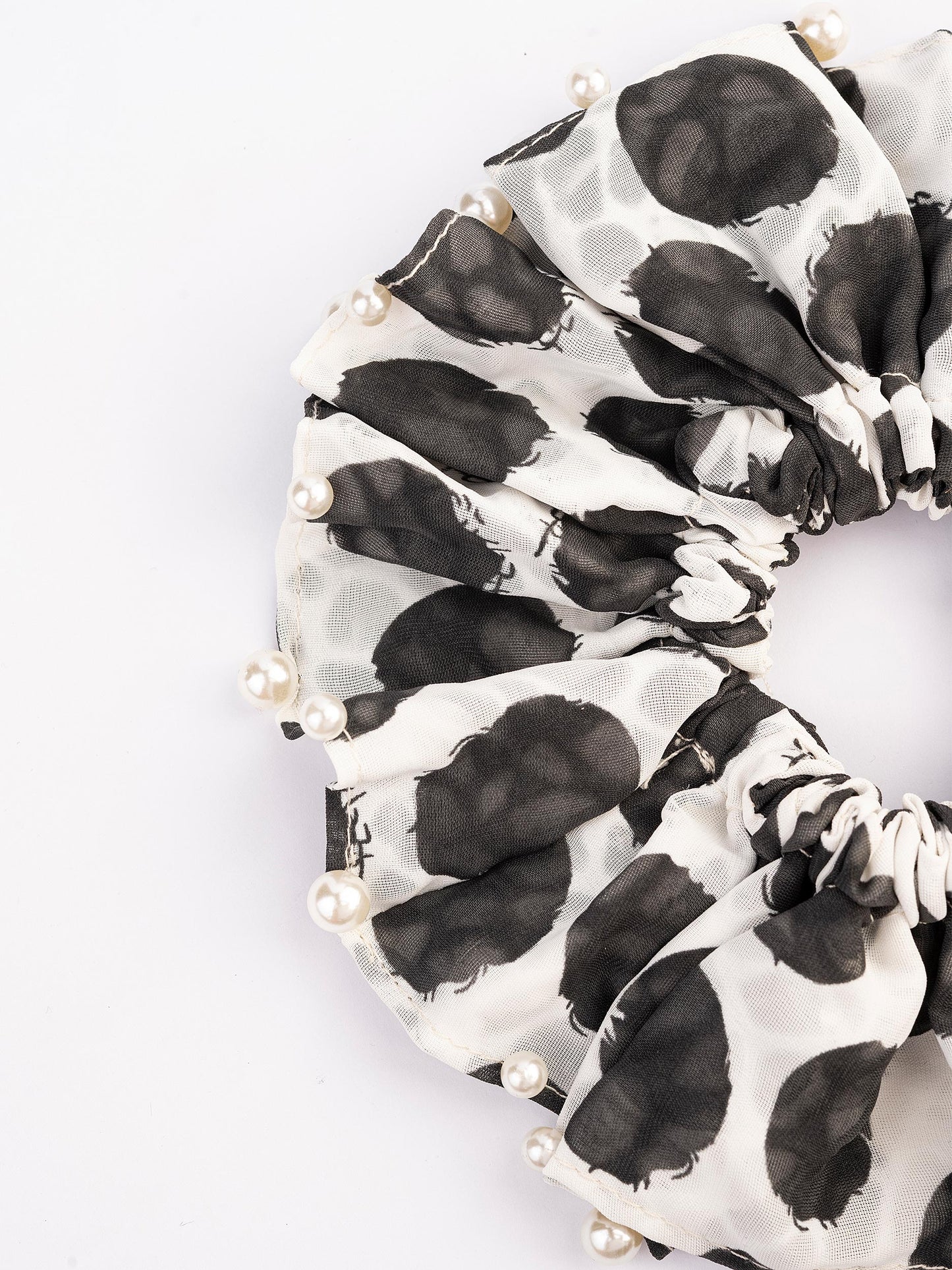 Pearl Embellished Printed Hair Tie